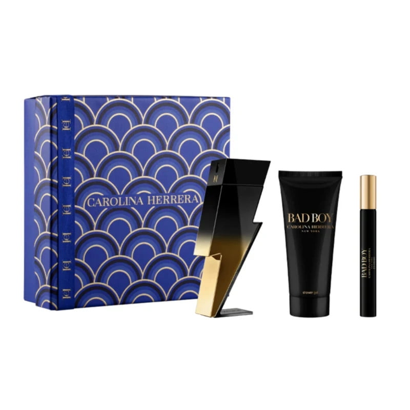Set Carolina Herrera Bad Boy Extreme Edp 100ml + 10ml + Gel 100ml Hombre – Edición Exclusiva Cacao Y Sándalo