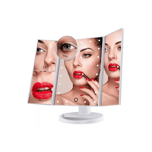 Genérico - Espejo Maquillaje 22 Luces Led Aumento X1, X2, X3, X10 Giratorio Blanco