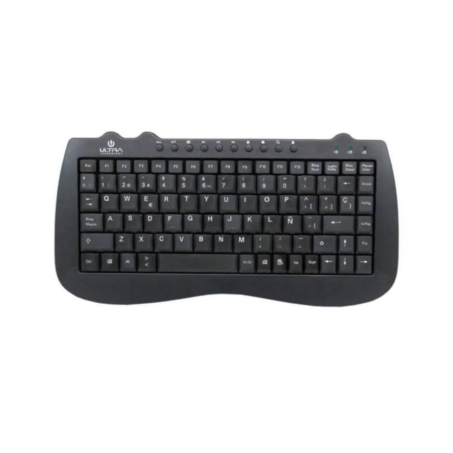 Ultra - Mini Teclado Alambrico Usb Slim Teclas Silenciosas Negro