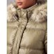 thumbnail image 5 of INSPIRE CHIC Chaqueta de Mujer con Capucha y Ribete de Piel Sintética, Acolchada, Corta, Talla Mediana, Caqui, 5 of 6