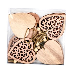 Magideal - 10 Piezas De Adornos Colgantes De Madera Para Navidad, Accesorio De Decoración Navideña, Ligero Con Cuerdas Para Decoración De Granja, Resistente En Forma De Corazón