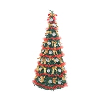 Magideal - Árbol De Navidad Artificial Plegable Ajustable Ornamento Navideño Con Cintas Y Detalles De Nieve En Pvc Diseñado Para Oficina Hogar Sala De Estar Bar 150 Centímetros