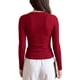 thumbnail image 3 of INSPIRE CHIC Camisetas Térmicas de Mujer con Nudo y Recorte, Manga Larga, Cuello Redondo, Ajuste Delgado, Grande Rojo, 3 of 5