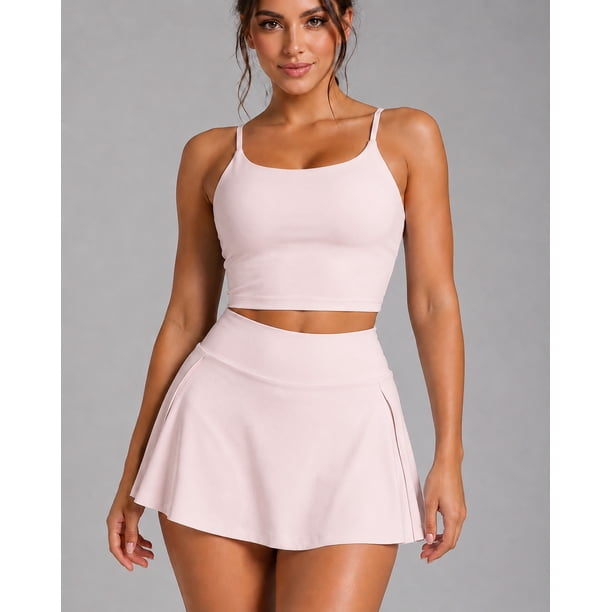 Set Deportivo Mujer Falda Short Con Bolsillo Y Top