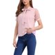 thumbnail image 4 of INSPIRE CHIC Blusa de Mujer para Regreso a Clases con Lazo en el Cuello, Cuello en V, Cuello Alto, Manga Corta de Malla, Talla XL, Rosa Claro, 4 of 6