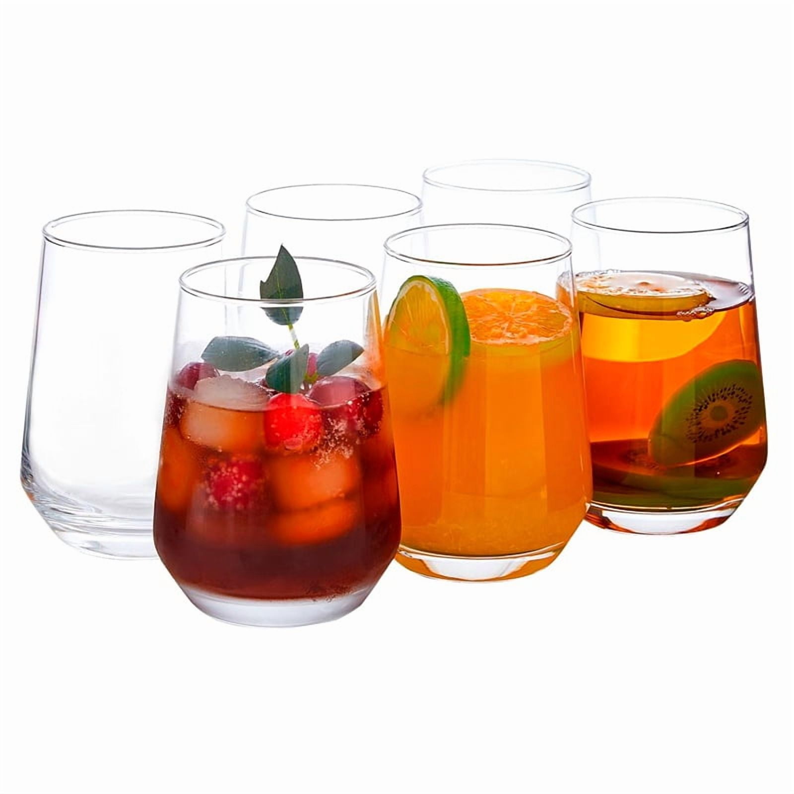 Wakeshome - Set De 6 Vasos Altos Para Whisky Manhattan Vaso De Vidrio Transparente 400ml