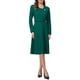 thumbnail image 1 of INSPIRE CHIC Vestido de Trabajo de Línea A para Mujer con Cuello de Solapa en V, Manga Larga, Ajuste Elegante y Vestido Acampanado con Cinturón M Azul Pavo Real, 1 of 5