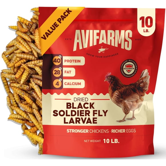 Alimento para mascotas Avifarms 10 lb (4,5 kg) larvas secas de mosca soldado negra