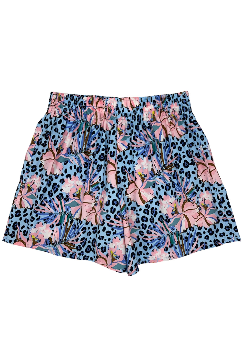 Samia - Short De Natacion Secado Rapido Mujer Estampado Celeste Xl