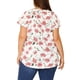 thumbnail image 3 of Agnes Orinda Blusas de Manga Corta con Volantes y Cuello en V Retro Floral para Mujer de Talla Grande 2X Rosa Blanco, 3 of 6