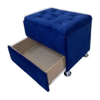 Muebles Hvm - Banqueta Baul Zapatero Azul Felpa
