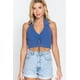 thumbnail image 1 of Saronite Top Corto de Punto con Cuello Halter Fruncido en la Parte Delantera Básico, Azul (para Mujer), 1 of 4