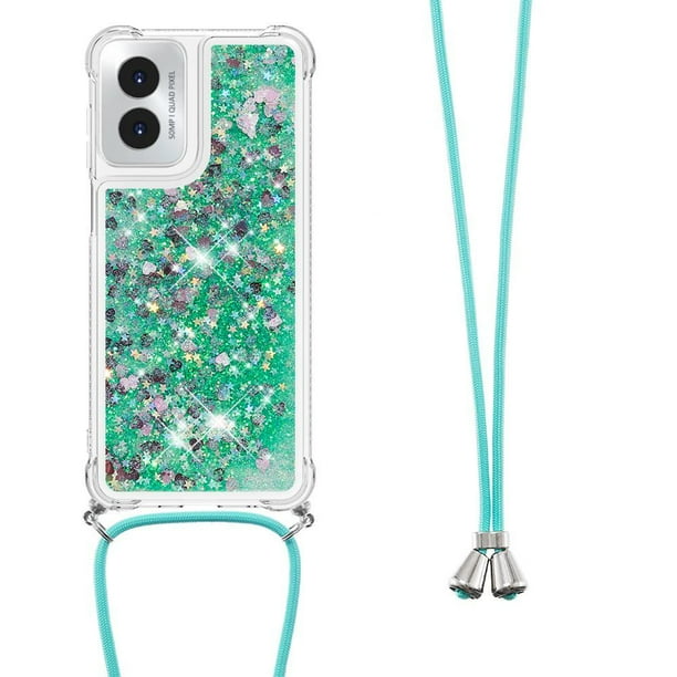 Funda FOXDOCK para Motorola Moto G Play 4G 2024 con Cuerda Ajustable, Brillo Líquido, Protección Antigolpes y Lente – Ideal para Regalo
