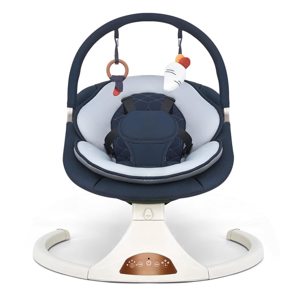 Columpio Eléctrico para Bebé Viriwebaby 5 Velocidades Bluetooth Azul Oscuro