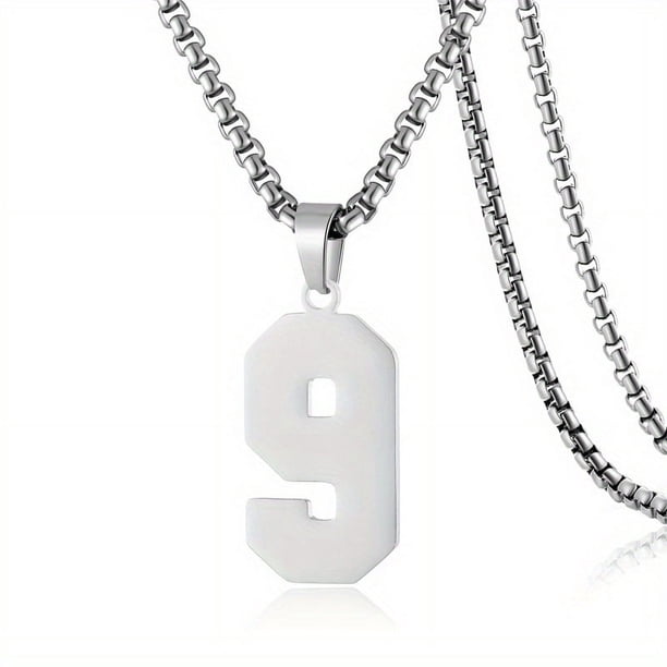 1pc Stylish Stainless Steel Men's Athletes Number Pendant Necklace - Perfect for Baseball, Basketball, and Football Teams - Long Chain Necklace with Sports Number - Ideal Gift for Boys