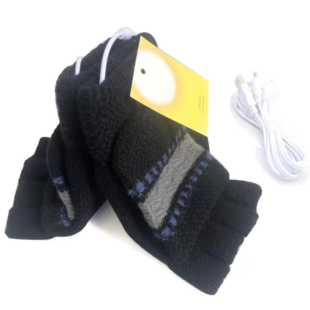 Guantes térmicos por USB para mujer y hombre, guantes térmicos para ordenador portátil, manos para tejer con calor total y medio sin dedos, sin dedos, diseño lavable (negro)