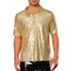thumbnail image 1 of INSPIRE CHIC Camisas Polo de Lentejuelas para Hombre de Manga Corta Brillo Purpurina Fiesta de Discoteca de los Años 70 Polo XL Dorado, 1 of 4