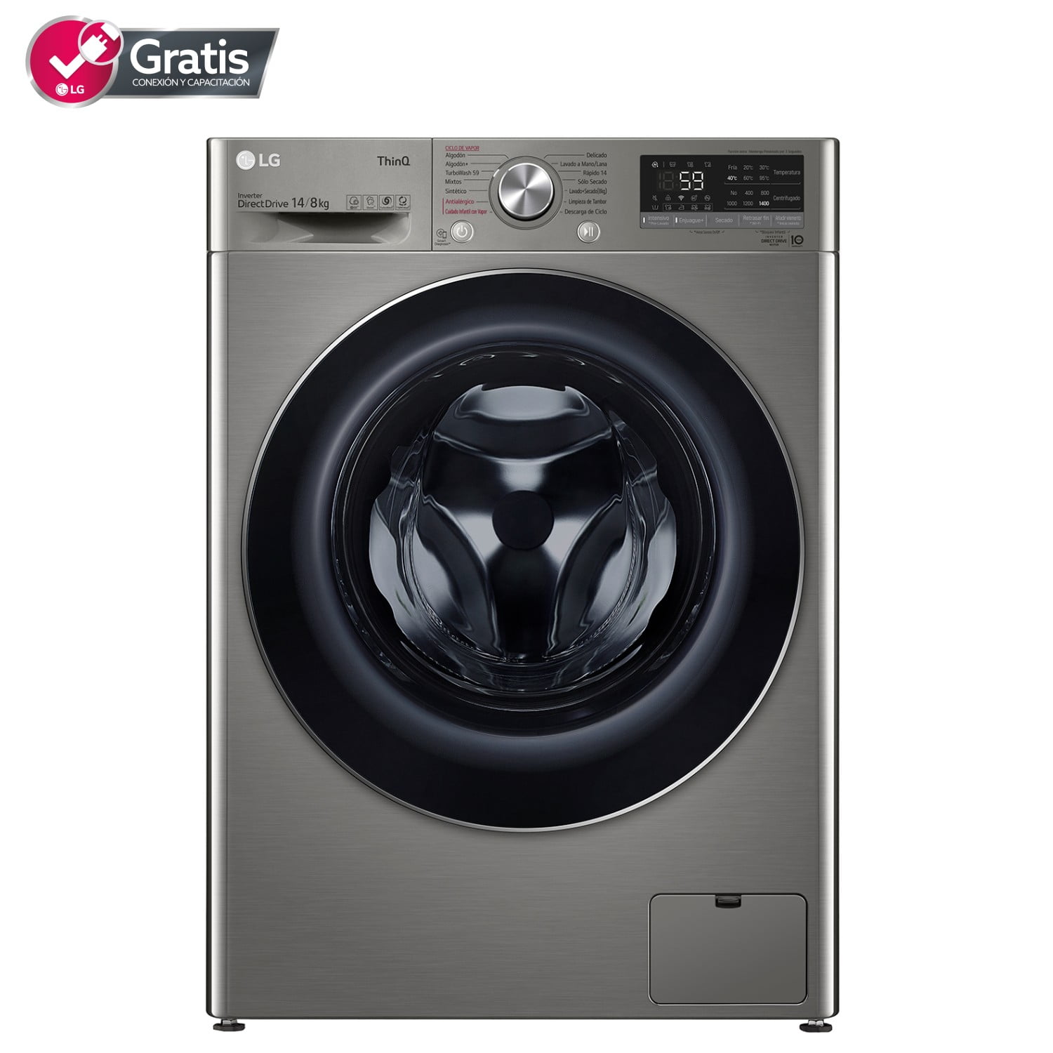 Lg - Lavadora Secadora 14 Kg / 8 Kg Wd14vvc4s6c