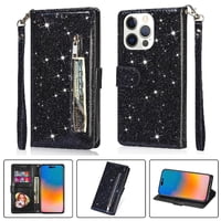 Foxdock - Funda Para Elegante Funda Iphone 14 Pro Glitter Con Cremallera-Ideal Para El Uso Diario