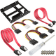thumbnail image 1 of Kit adaptador de bahía de unidad de 2,5" a 3,5", bandeja conversora, soporte de montaje para HDD/SSD, cable de extensión de alimentación divisor, 2 conectores IDE macho de 4 pines a 2 conectores SATA, 1 of 8