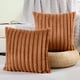 thumbnail image 1 of Juego de 2 fundas de almohada decorativas de rayas marrones de 50,8 x 50,8 cm, cuadradas, con decoración otoñal, suave y acogedora piel sintética de conejo y parte trasera de terciopelo, decoración mo, 1 of 6