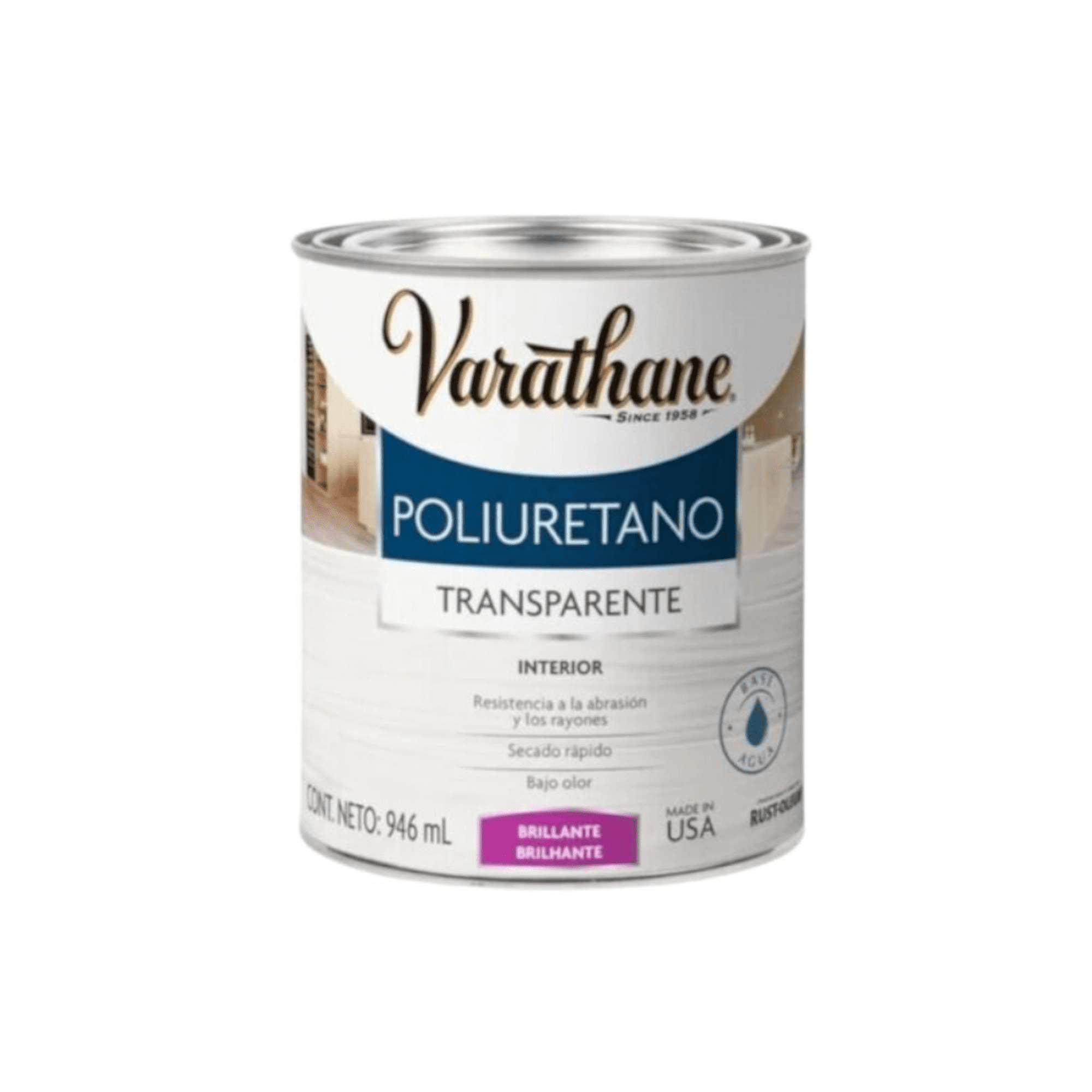 Pintura Poliuretano Proteccion Madera Varathane Brillante Interior946ml