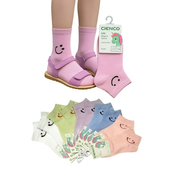 Calcetines De Niña Delgados Diseño Carita Feliz Pack 12