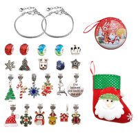 Magideal - 24 Uds. Kit De Fabricación De Pulseras Navideñas Con Abalorios, Suministros Artesanales Para La Fabricación De Joyas, Accesorios, Collar De Decoración