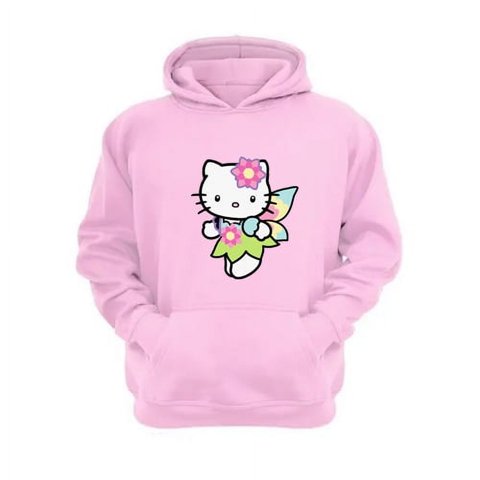 Genérico - Polerón Canguro Gatita Kitty Rosa Talla L Unisex