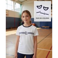 Kowhai - Pack 2 Poleras Niña Deportiva Liceo 1 Blanco Xs