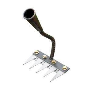 Ioensy - Rastrillo De Jardín Agrícola Con Mango Ergonómico Para Desherbar, 5 Púas