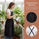 thumbnail image 4 of Delantales REGALWOVEN para mujeres con bolsillos, delantal de cocina, delantal de cintura larga para cocinar, delantales de algodón duraderos para jardín 37.4x50.4 pulgadas negro, 4 of 6