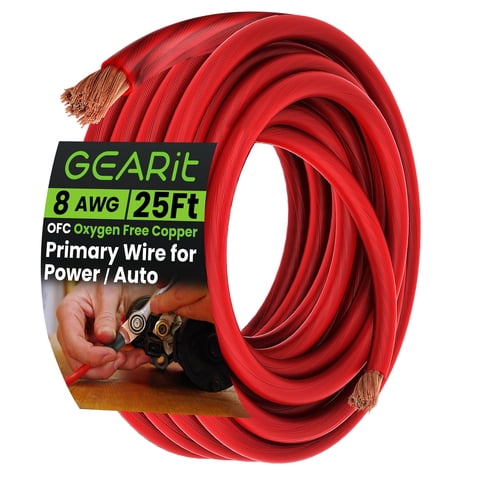 Cable Gearit 8 Awg Cobre Libre De Oxígeno 7,5 M Rojo