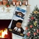 thumbnail image 1 of Bebé Jefe: Niño Africano Tema: Calcetines de Navidad, fino lino blanco para colgar en escaleras y chimenea, decoración navideña para el hogar, regalo de Navidad. 54cm × 38cm, 1 of 5