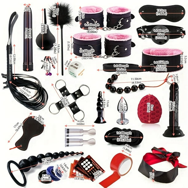 Adult BDSM Kit for Women - Handcuffs, Anal Plug, Vibrator - Sexy Toys for Erotic Sessions