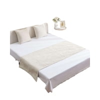 M&L Todo Para El Hogar - Piecera Mas 2 Fundas Modelo Chenille Beige Claro