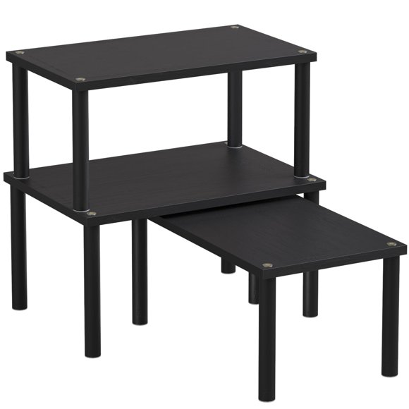 Juego organizador de estanterías Danfoxer de bambú de 3 niveles negro