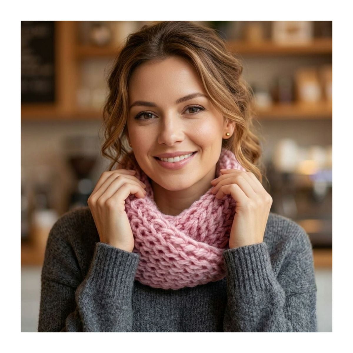 Genérico - Bufanda Cuello Estilo Punto Inglés Lana Invierno Abrigado