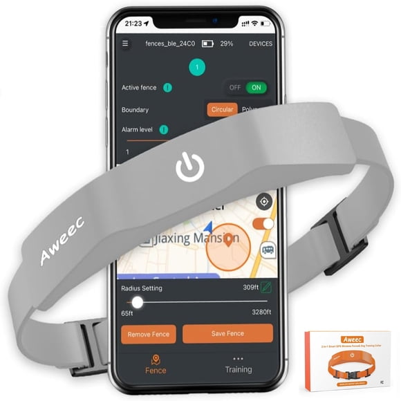 Cerca inalámbrica GPS Aweec para perros + Collar de entrenamiento