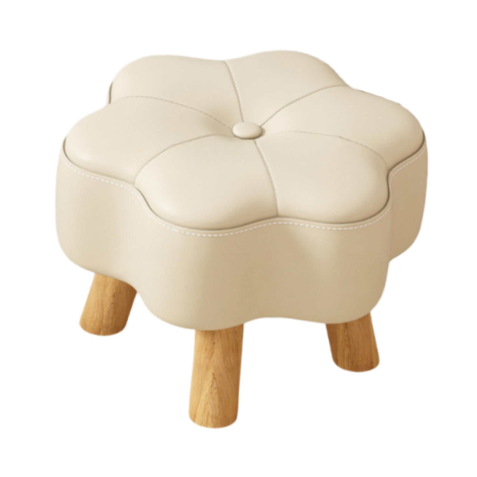 Magideal - Taburete Para Pies Pequeño, Reposapiés Acolchado, Con Patas De Madera, Reposapiés Moderno Y Suave, Otomanos Para Patio, Entrada, Dormitorio, Oficina, Beige