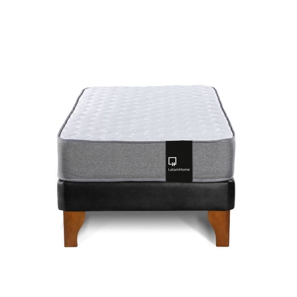 Cama Europea Zen pro cuero Negro 1 Plaza Base Normal