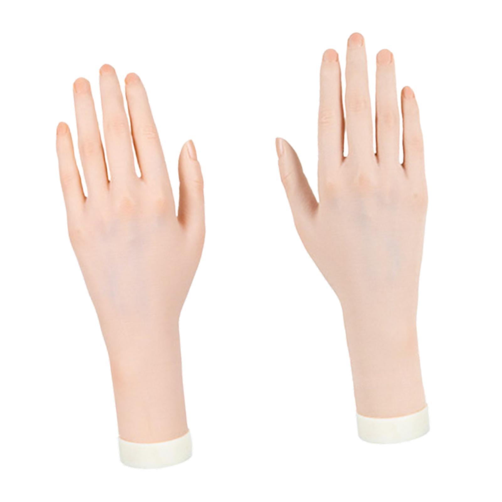 Magideal - Mano De Maniquí Para Entrenamiento De Uñas, Práctica De Manicura, Soporte De Exhibición De Joyas, Mano Femenina Realista Para Accesorios De Fotografía Mano Izquierda Y Derecha