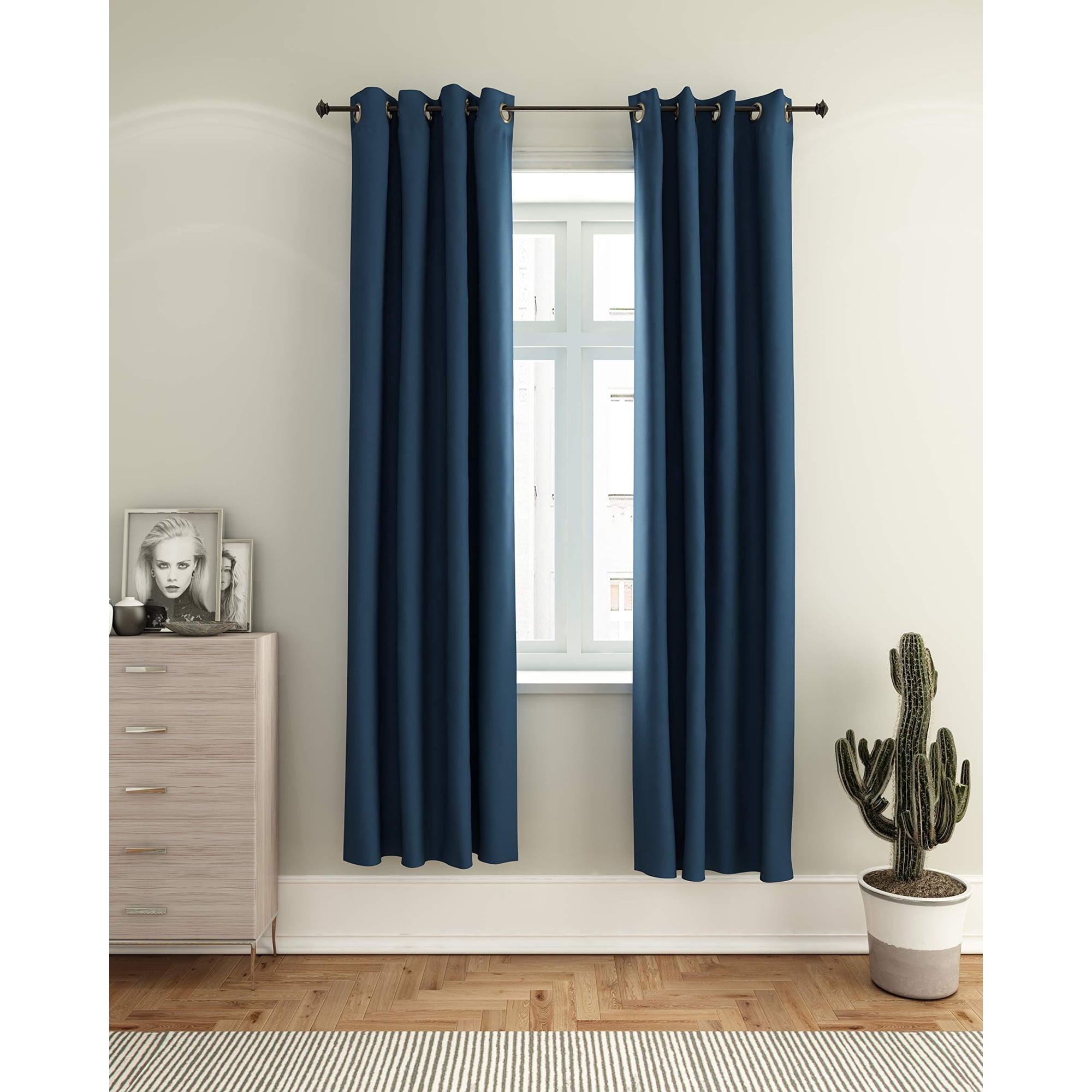 Cortina Furinno Collins Azul Oscuro 132 X 213 Cm 100% Poliéster