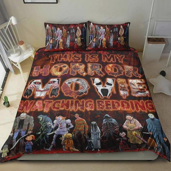 This Is My Horror Movie Watching Quilt Duvet Cover Set Bedspread Queen3-Piece Bedding Set