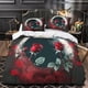 thumbnail image 1 of Juego de funda nórdica de rosas rojas, juego de ropa de cama con estampado de rosas rojas en 3D para niñas, juego de funda nórdica individual en 3D, funda de edredón de microfibra suave con, 1 of 3