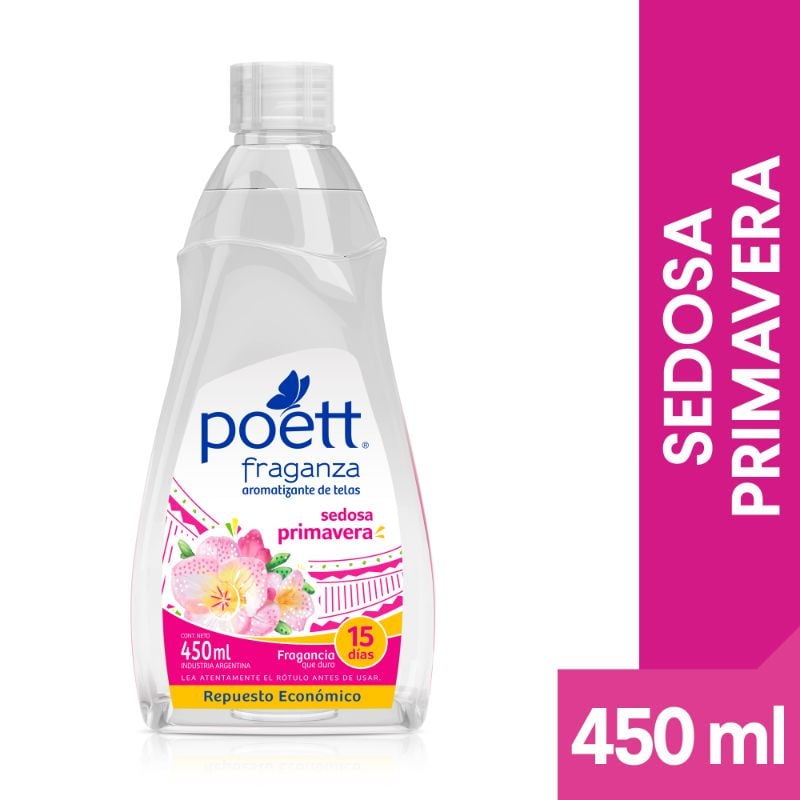 Aromatizante Tela Líquido Sedosa Primavera Frasco 450 ml Poett