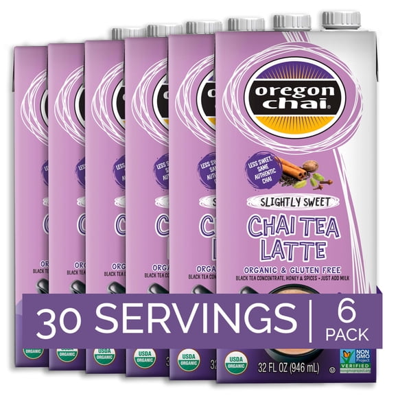 Concentrado de chai Oregon Chai ligeramente dulce, 946 ml (paquete de 6)