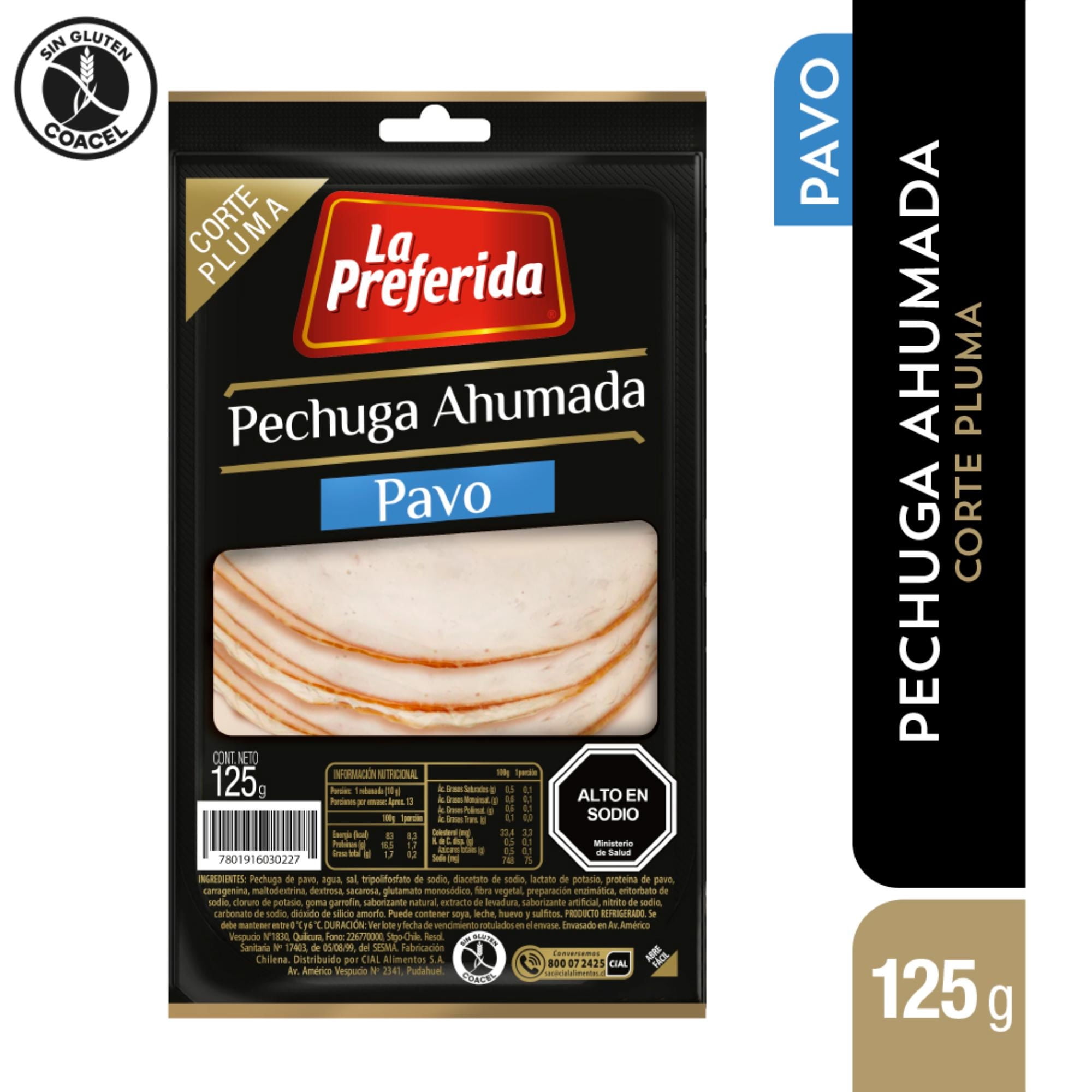 Pechuga De Pavo Ahumada Corte Pluma 125 g La Preferida
