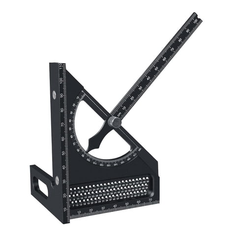 Magideal - Regla De Medición Multiángulo 3D, Calibre De Ángulos De Carpintero, Herramienta De Medición De Carpintería De Aleación De Aluminio Para Artesanos De M Negro