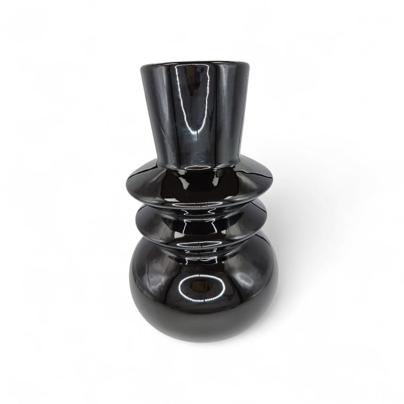 Mc Group - Jarron Decorativo De Cristal Negro Vintage -20 X 5